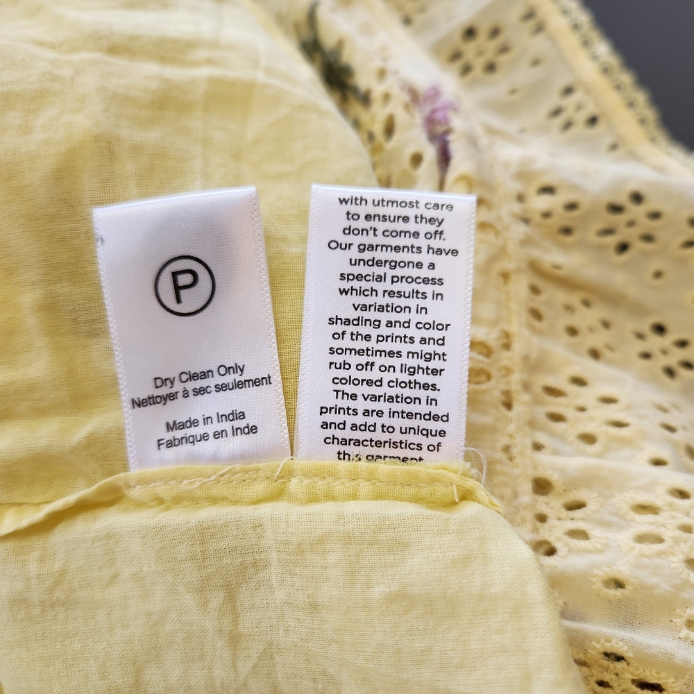 NWT Hemant & Nandita Floral Embroidered Mara Mini Skirt Butter Yellow Size Small - Picture 12 of 12